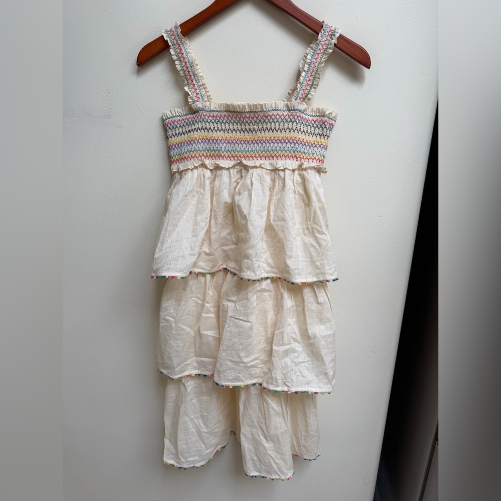 Zimmerman Cream Tiered Dress with Colorful Smocked Top